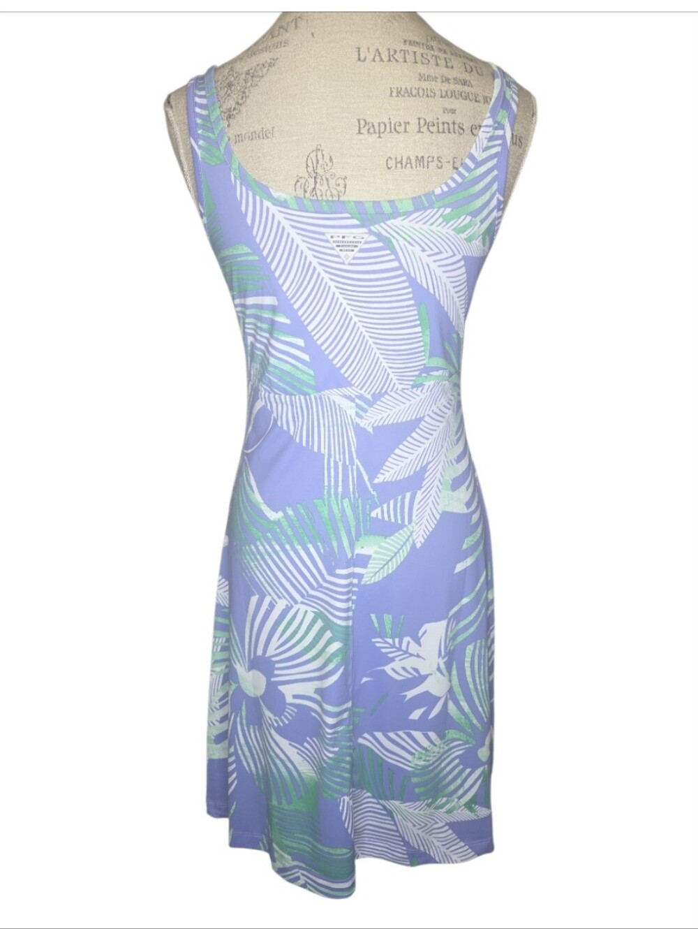 Columbia PFG Freezer Tropical Palm Lavender And Hibiscus Tank Dress Size M - Picture 2 of 5